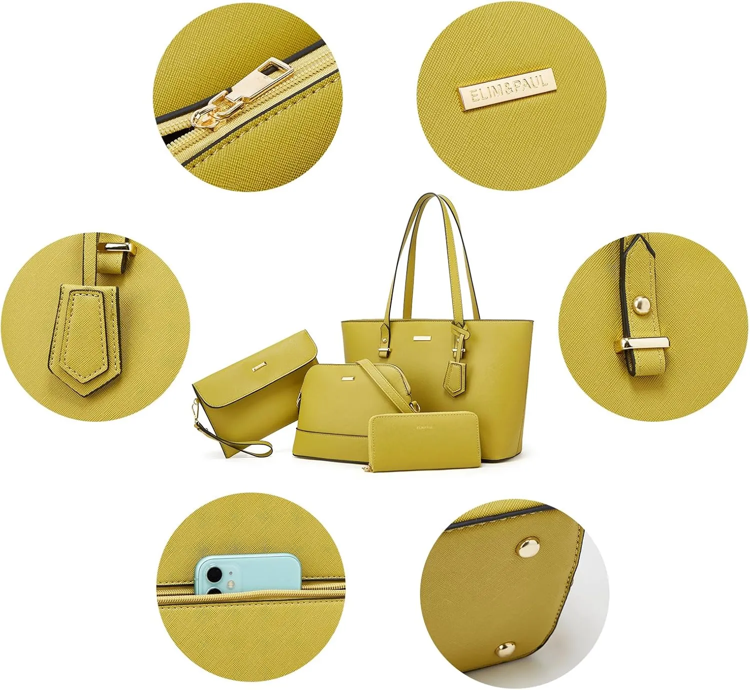 Women Fashion Handbags Wallet Tote Bag Shoulder Bag Top Handle Satchel Purse Set 4pcs