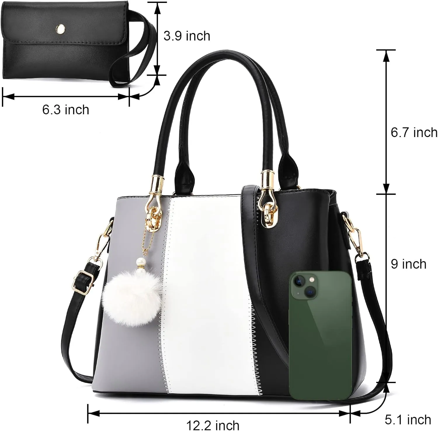Women Handbags Large Tote Shoulder Bag Crossbody Bag for Women Color Stitching Top Handle Satchel Hobo 2pcs Purse Set