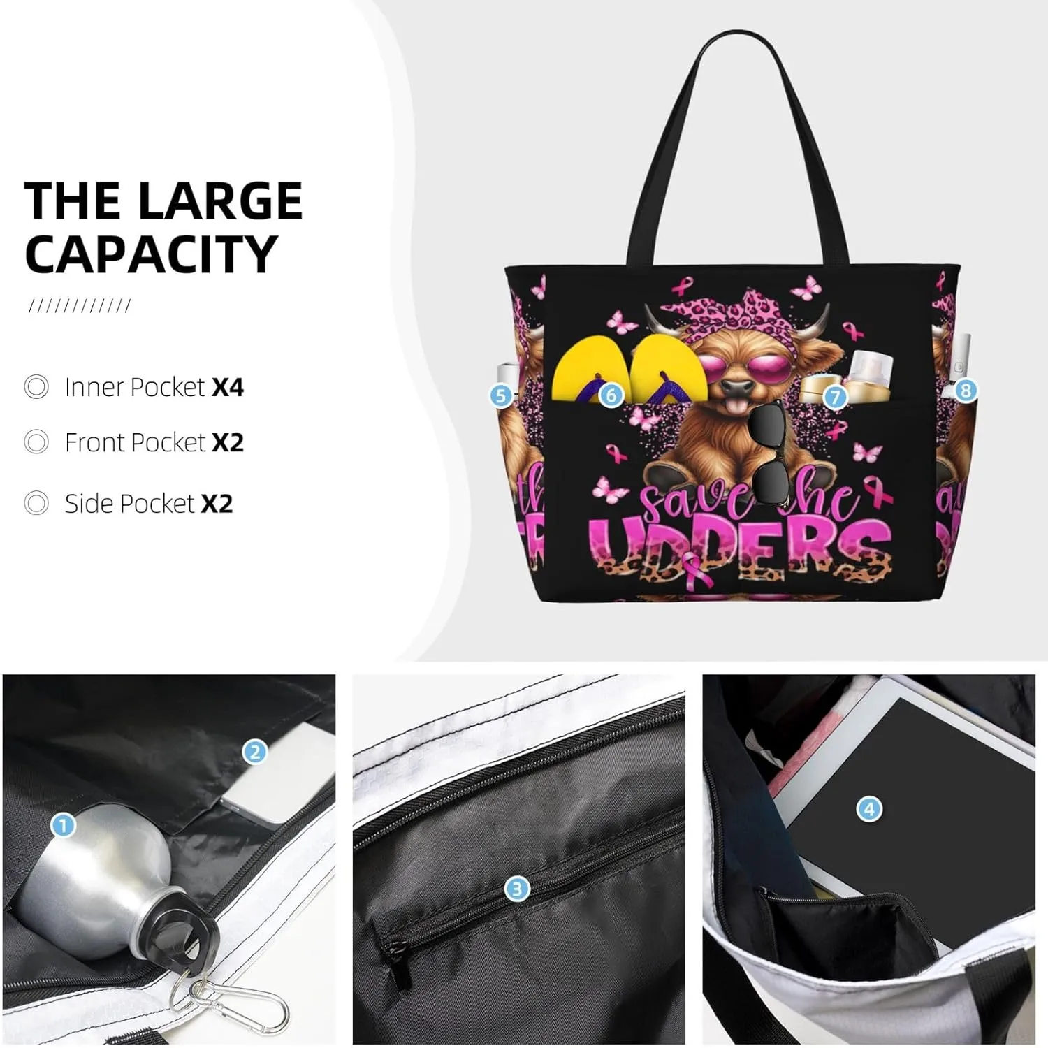 Women Large Beach Bag Travel Weekender Foldable Tote Bag for Pool Beach Vacation Gym