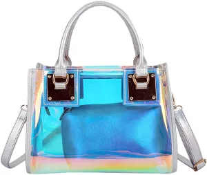 Women 's Two-piece Set Handbags Laser Transparent Jelly Candy Strap Clear Tote