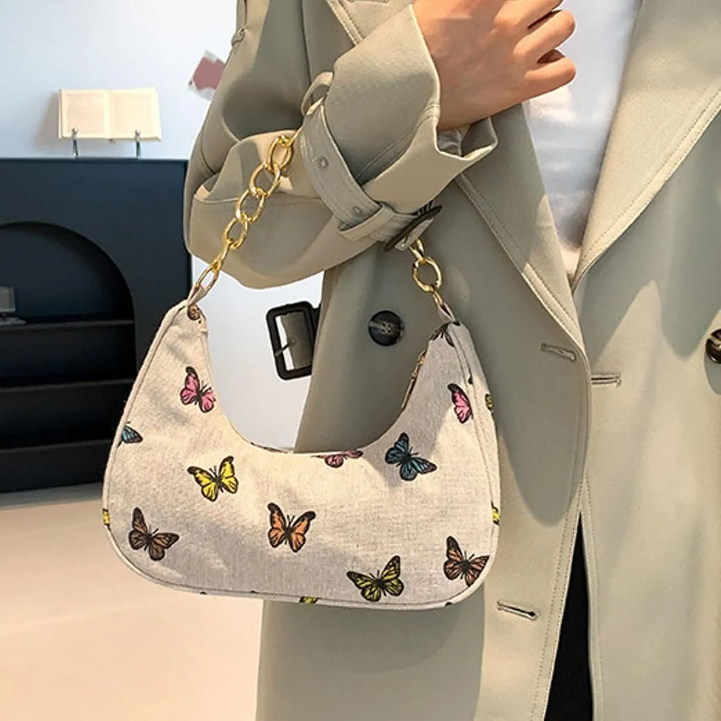 Women Shoulder Bag Fashionable New Pattern Flower Print Cute Daily Zipper Handbag Shoulder Tote Bag (Yellow, One Size)