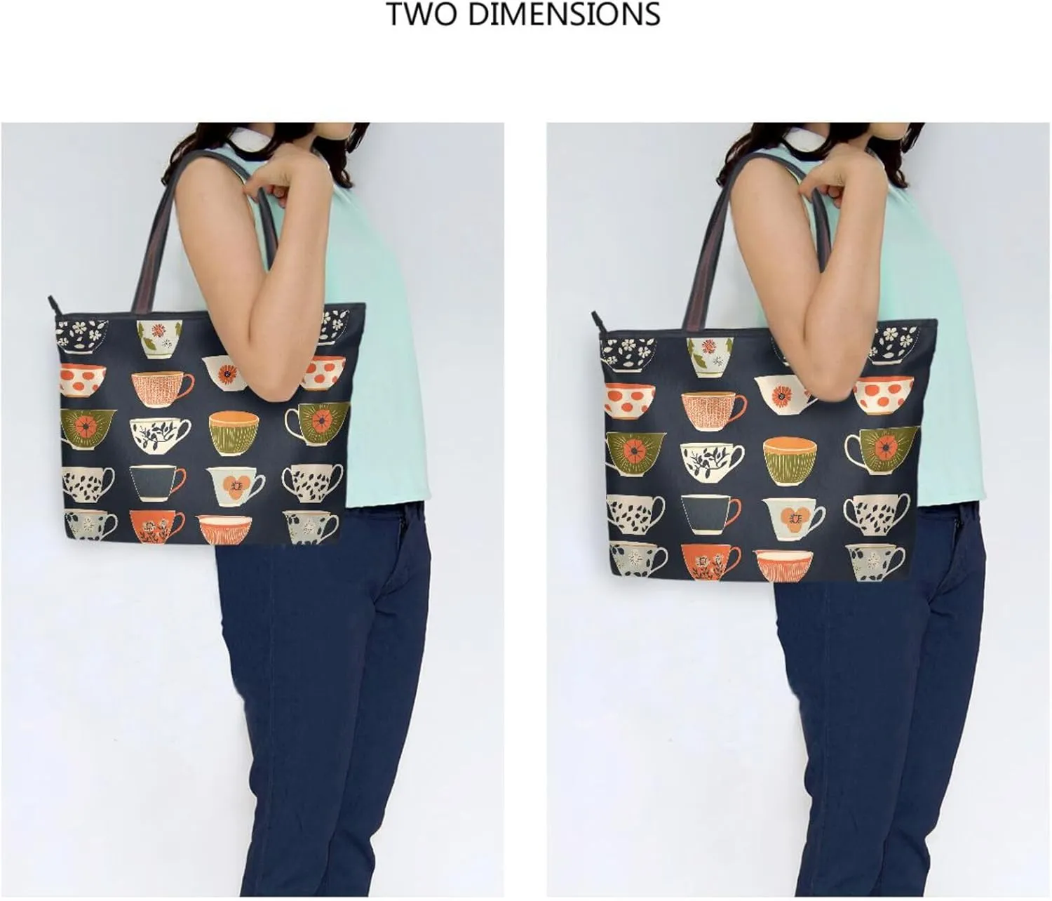 Women Tote Bags Teacups Retro Flower Top Handle Satchel Handbags Shoulder Bag for Shopping 20860666