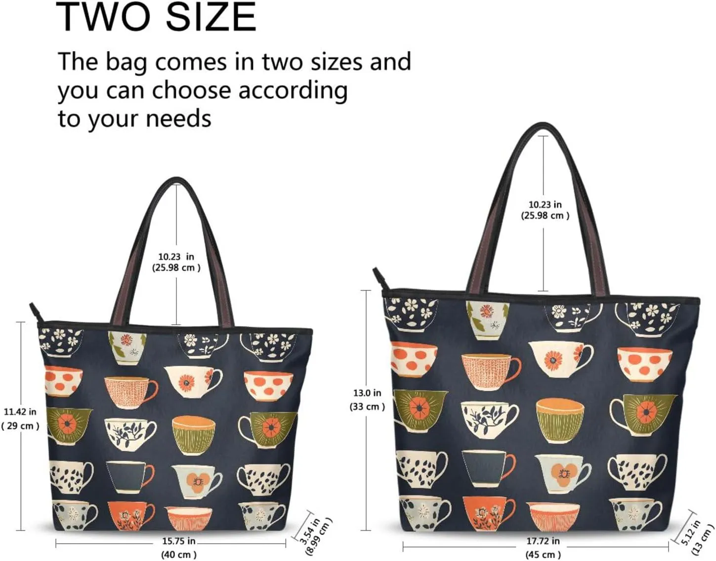 Women Tote Bags Teacups Retro Flower Top Handle Satchel Handbags Shoulder Bag for Shopping 20860666