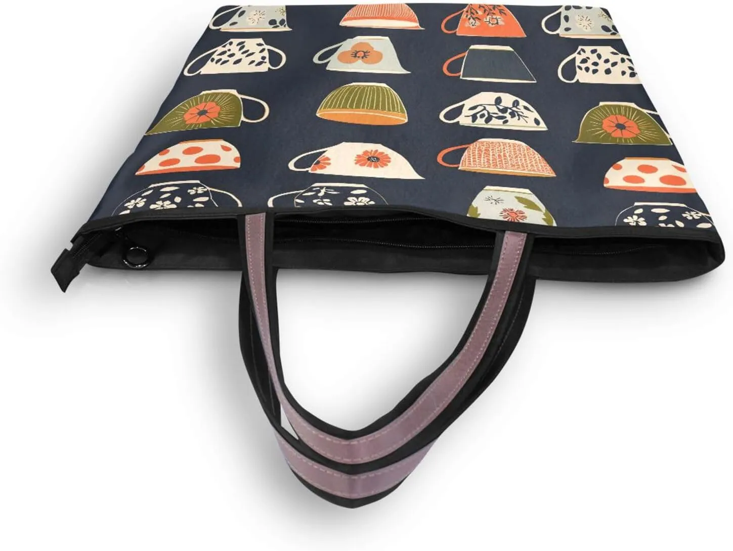 Women Tote Bags Teacups Retro Flower Top Handle Satchel Handbags Shoulder Bag for Shopping 20860666