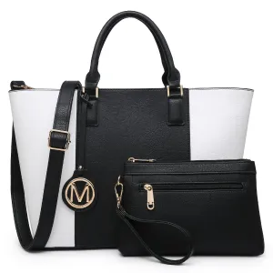 Women Two Tone Large Tote Bags Satchel Handbags Purses Set 2pcs