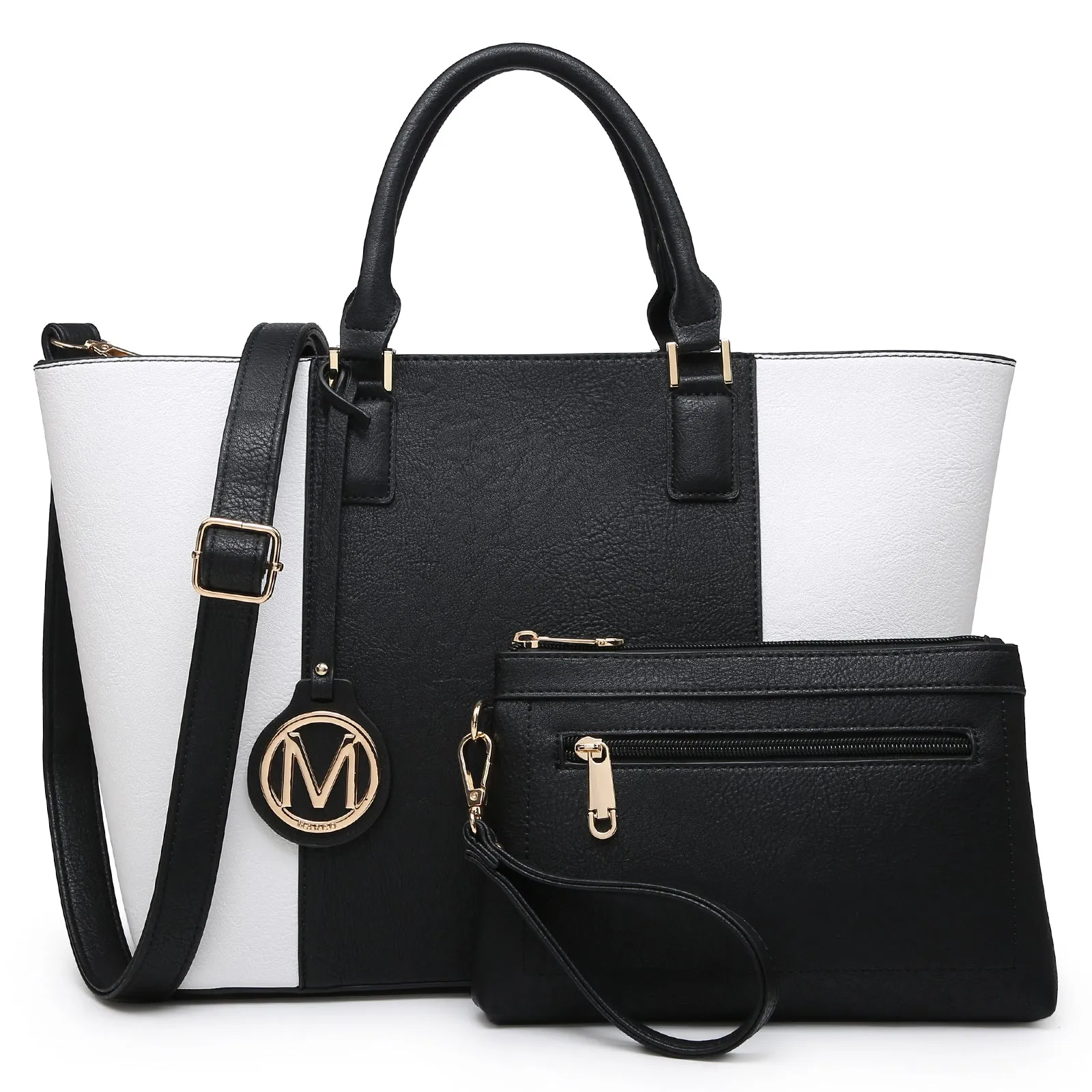 Women Two Tone Large Tote Bags Satchel Handbags Purses Set 2pcs
