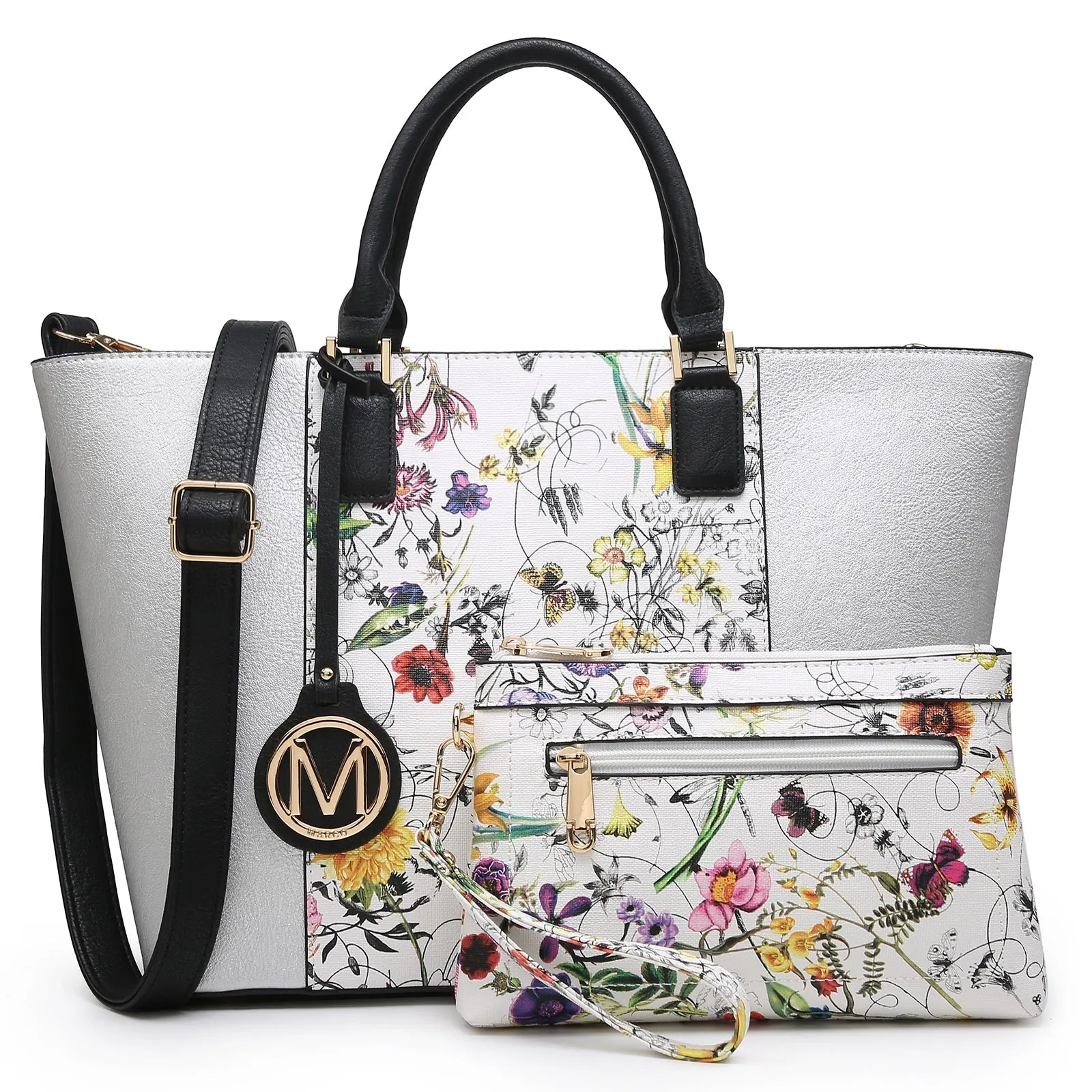 Women Two Tone Large Tote Bags Satchel Handbags Purses Set 2pcs