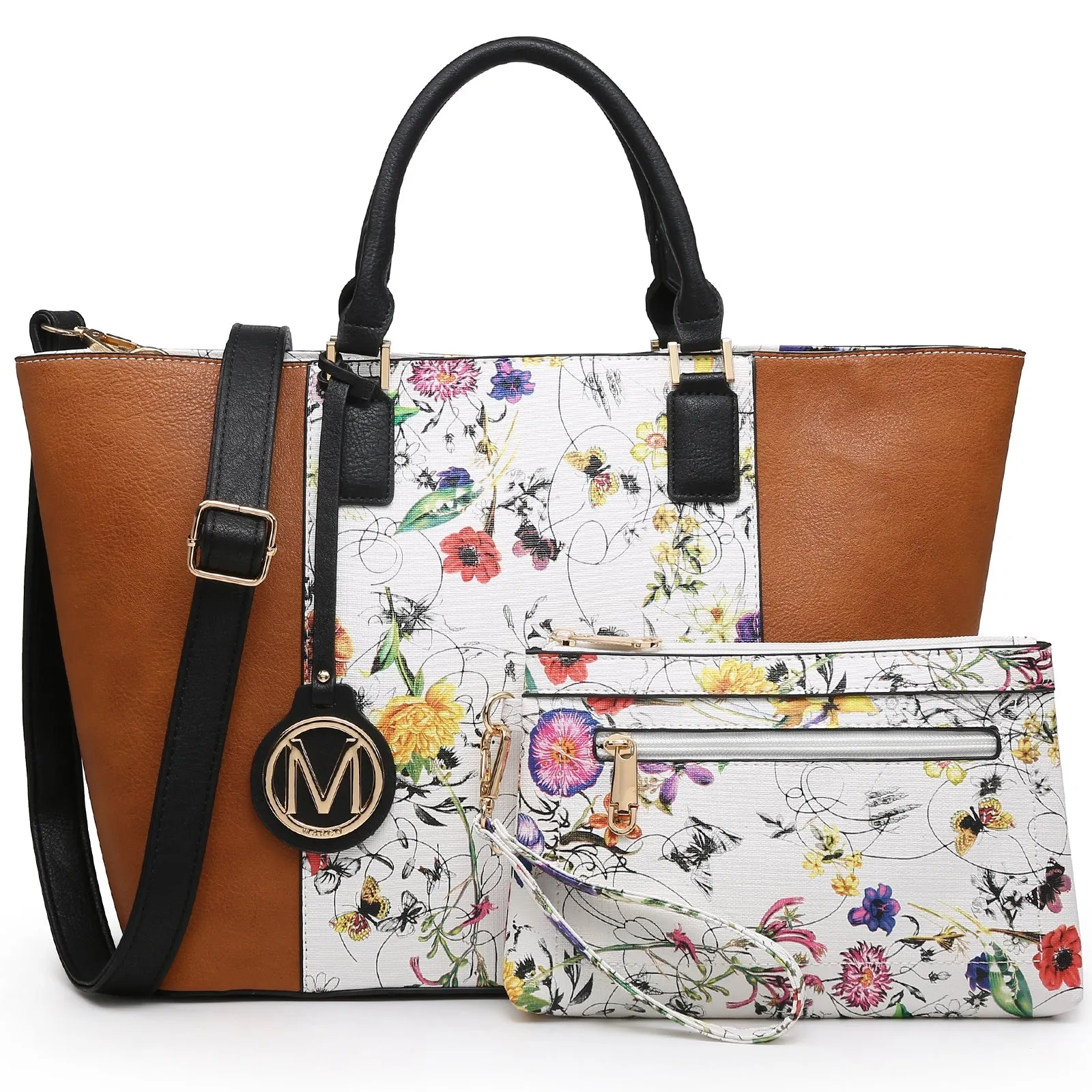 Women Two Tone Large Tote Bags Satchel Handbags Purses Set 2pcs