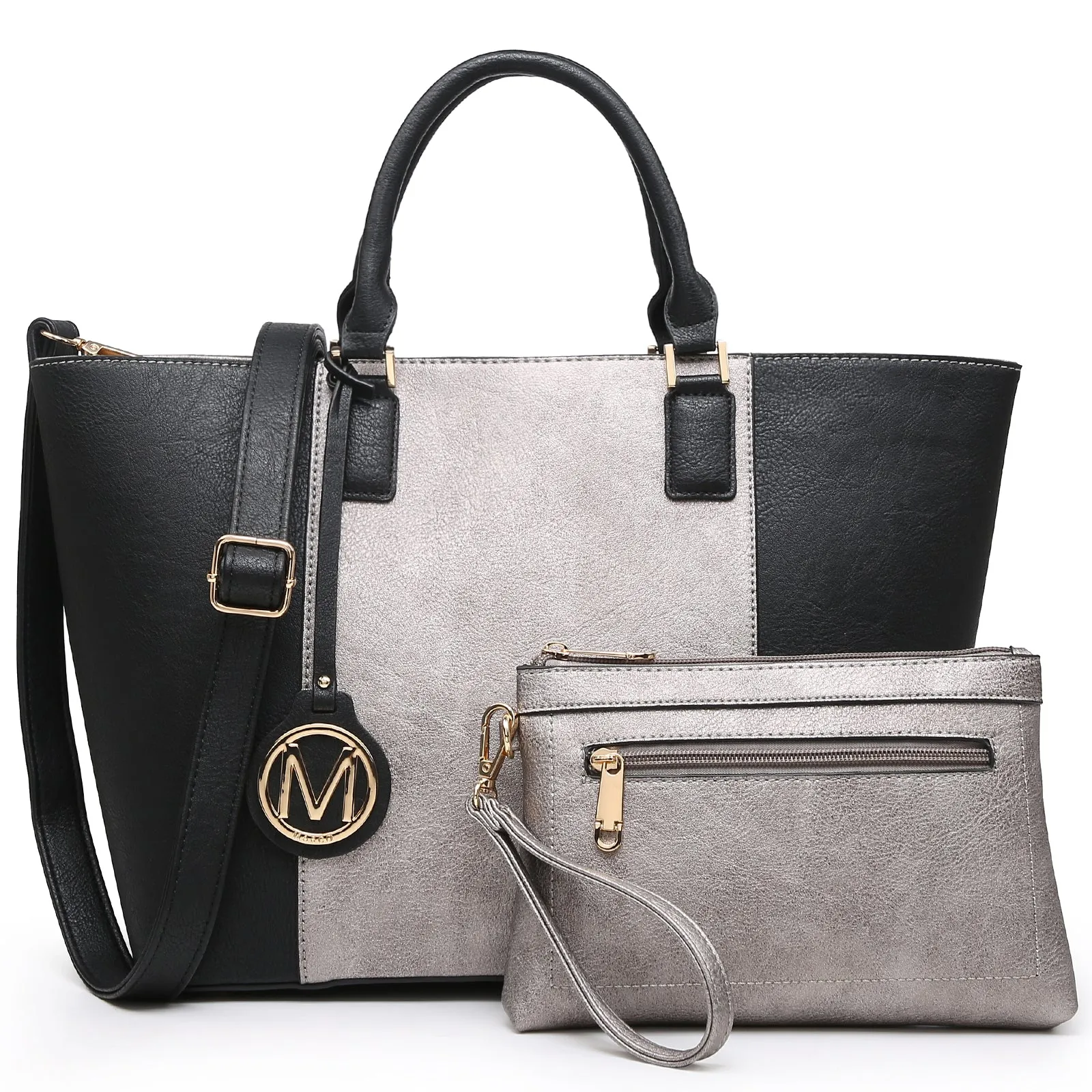 Women Two Tone Large Tote Bags Satchel Handbags Purses Set 2pcs
