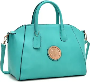 Women Zip-Around Medium Dome Satchel Purse Recycled Synthetic Leather Shoulder Bag Boho Aztec Handbags