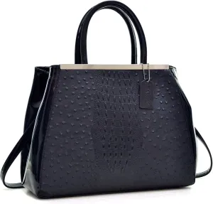 Women Zip-Around Medium Dome Satchel Purse Recycled Synthetic Leather Shoulder Bag Boho Aztec Handbags