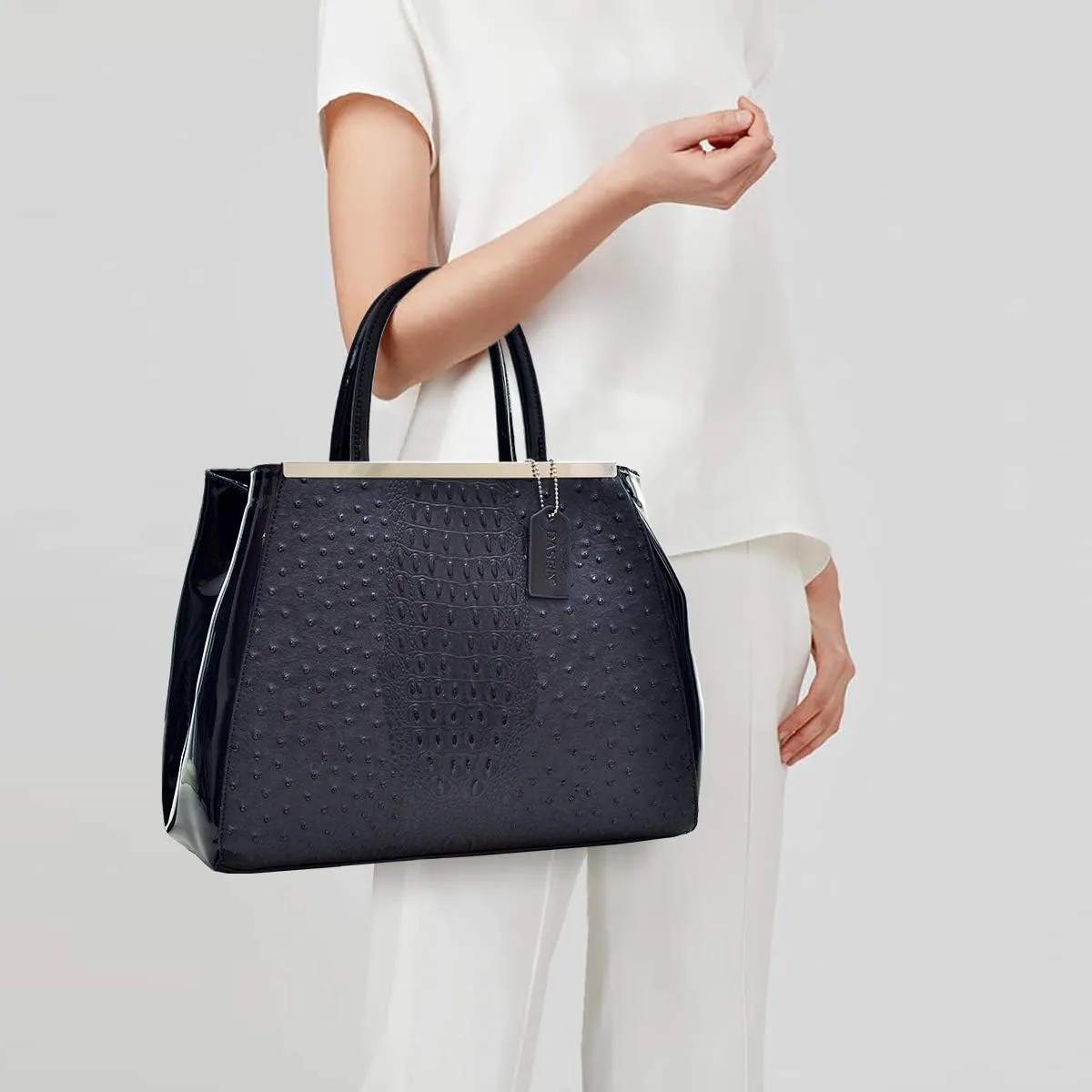 Women Zip-Around Medium Dome Satchel Purse Recycled Synthetic Leather Shoulder Bag Boho Aztec Handbags