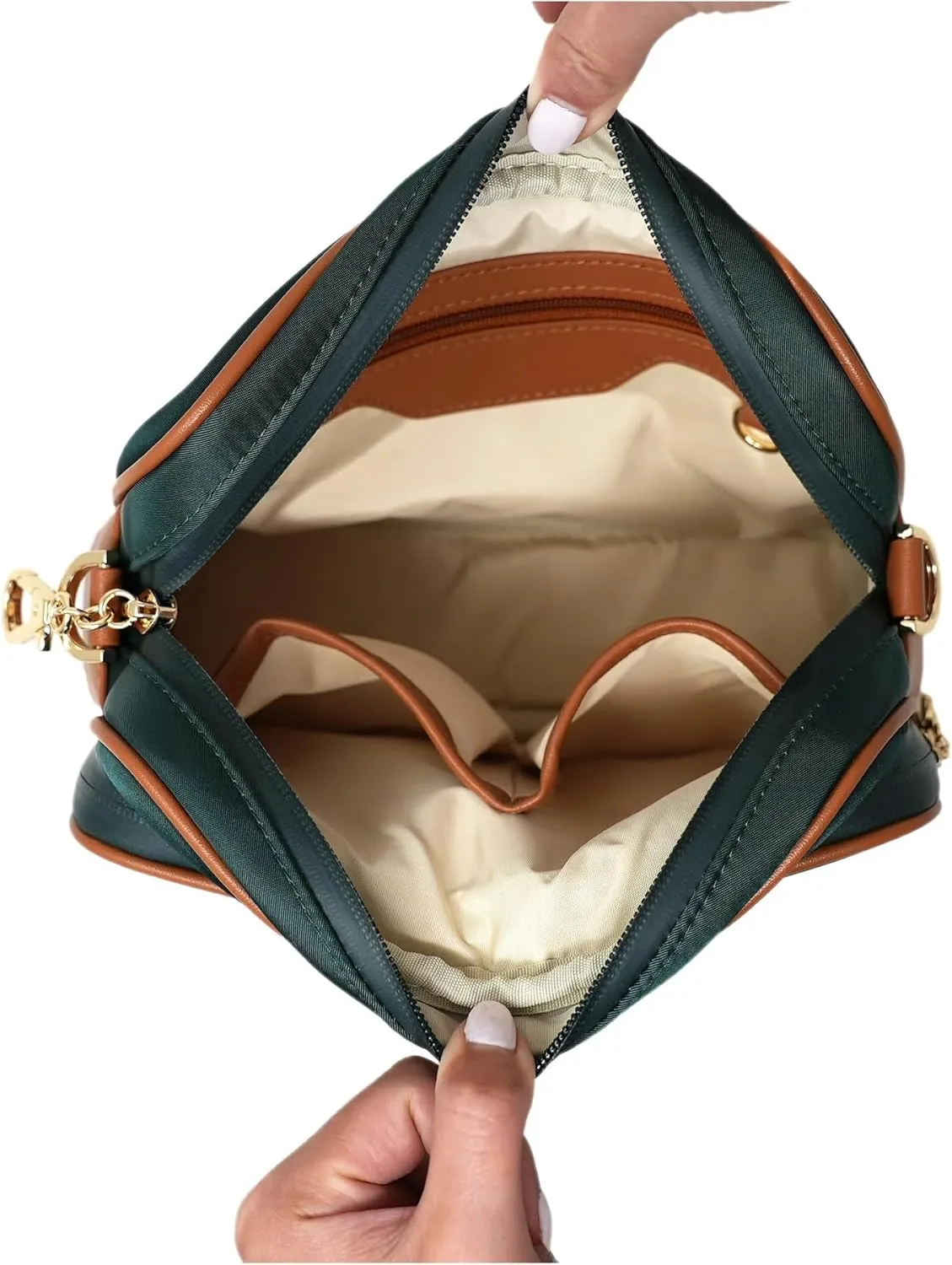 Womens Anti-Theft Water-Proof Travel Crossbody Bag with Locking Clasps Chain Strap