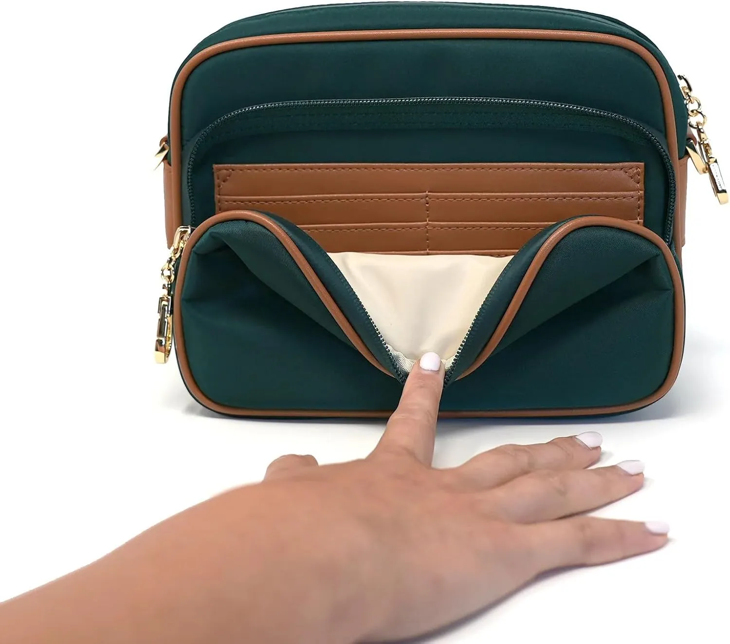 Womens Anti-Theft Water-Proof Travel Crossbody Bag with Locking Clasps Chain Strap