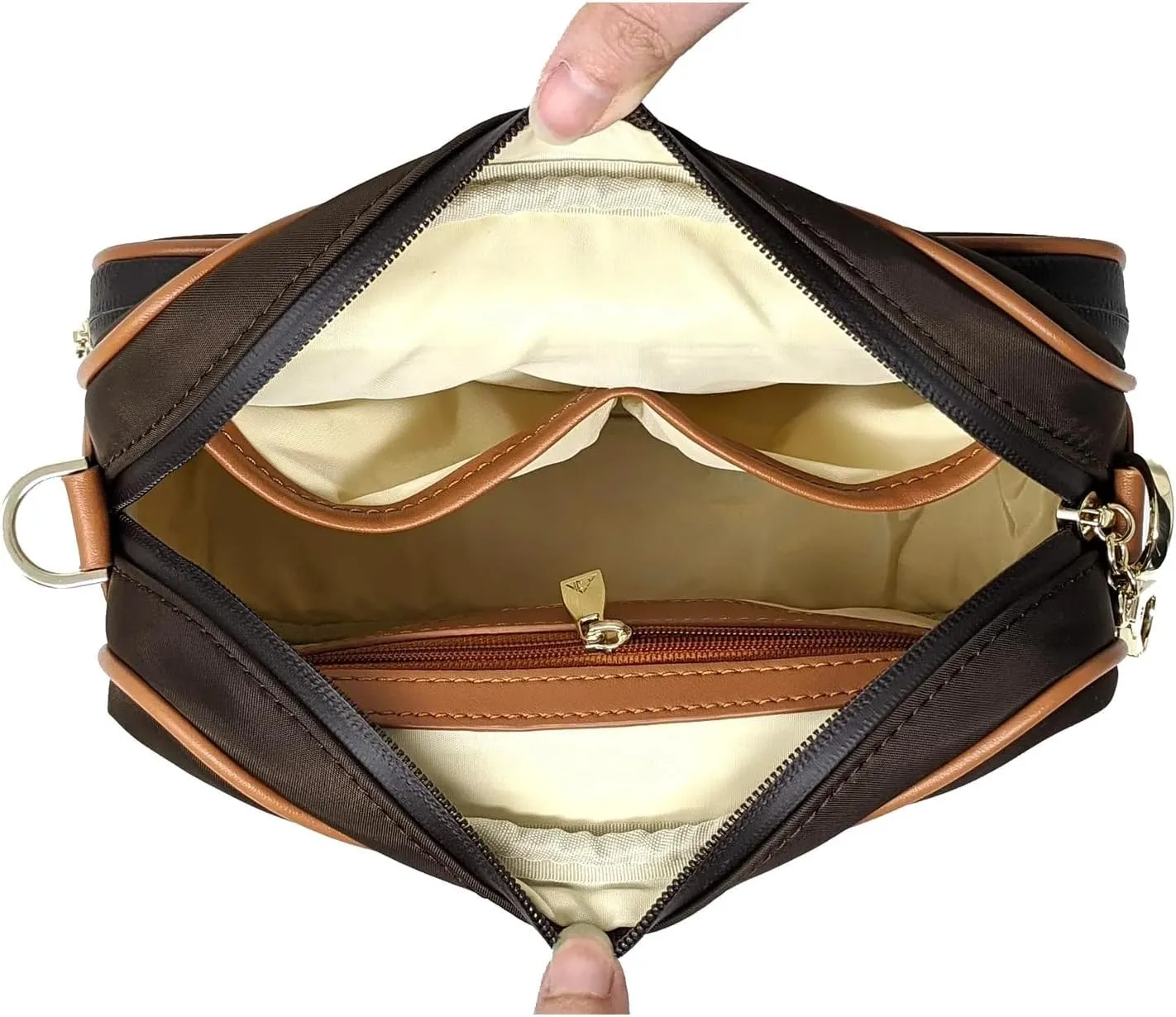 Womens Anti-Theft Water-Proof Travel Crossbody Bag with Slash-Resistant Faux Leather & Locking Clasps Strap