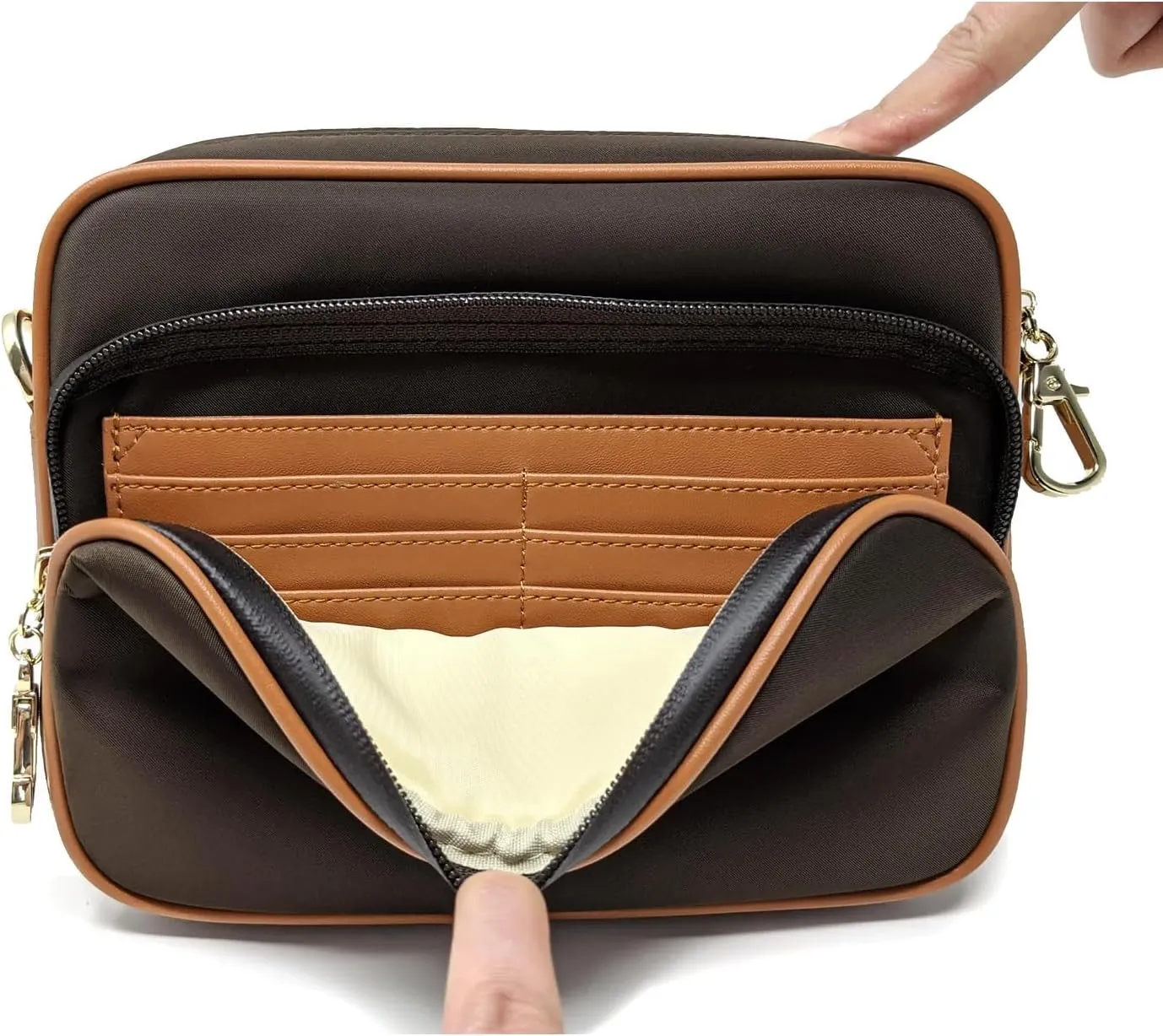 Womens Anti-Theft Water-Proof Travel Crossbody Bag with Slash-Resistant Faux Leather & Locking Clasps Strap