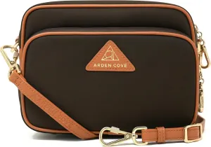 Womens Anti-Theft Water-Proof Travel Crossbody Bag with Slash-Resistant Faux Leather & Locking Clasps Strap
