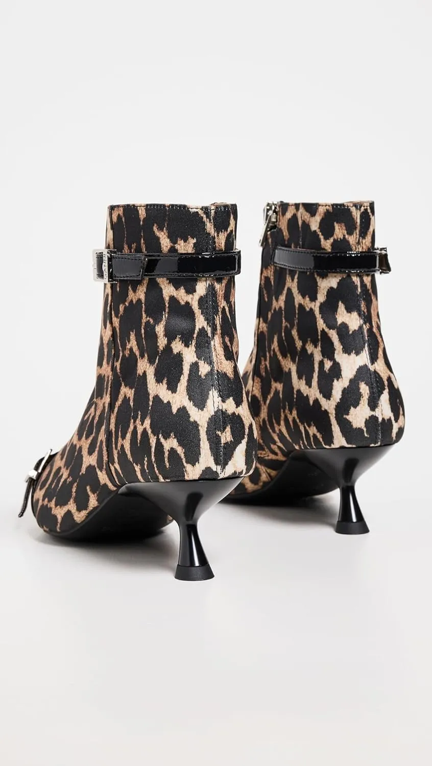 Women's Eyelets Kitten Heel Satin Print Boots