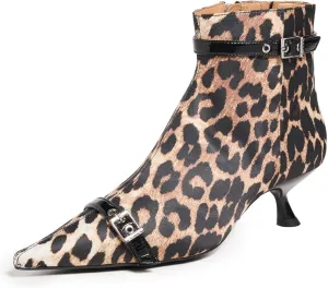Women's Eyelets Kitten Heel Satin Print Boots