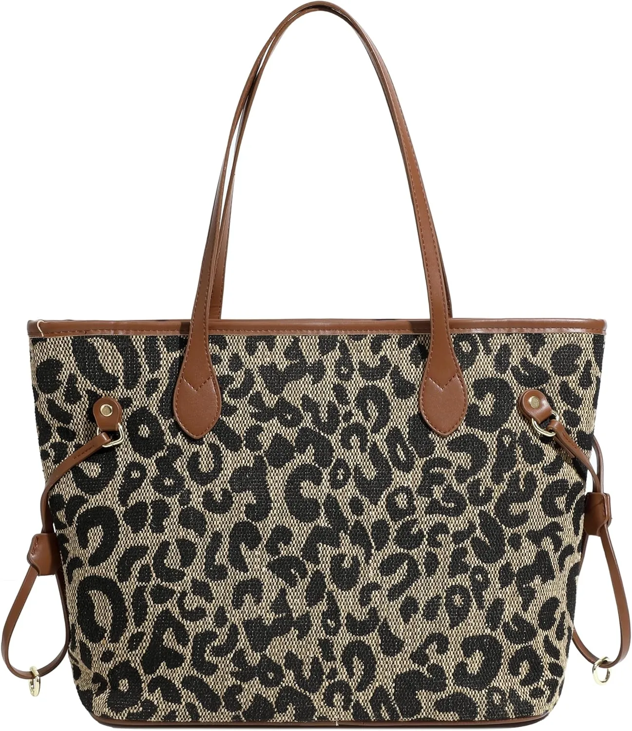 Women's Large Canvas Cheetah Leopard Print Work Travel Tote Shoulder Bag