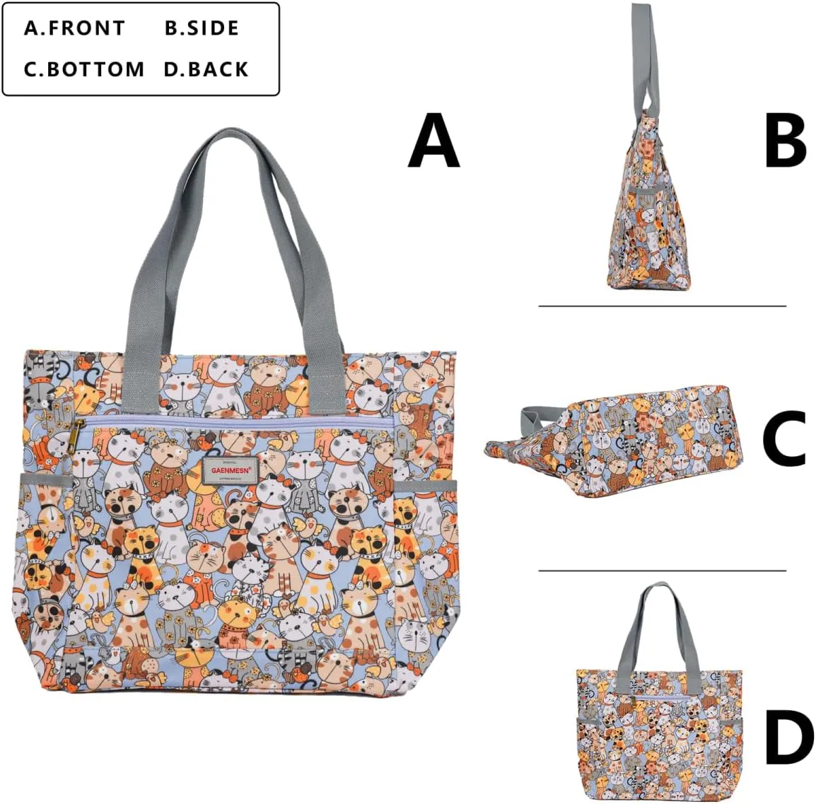 Women's Lightweight Waterproof Tote Bag Durable Designer Handbag with Zipper Travel Commute Everyday Use