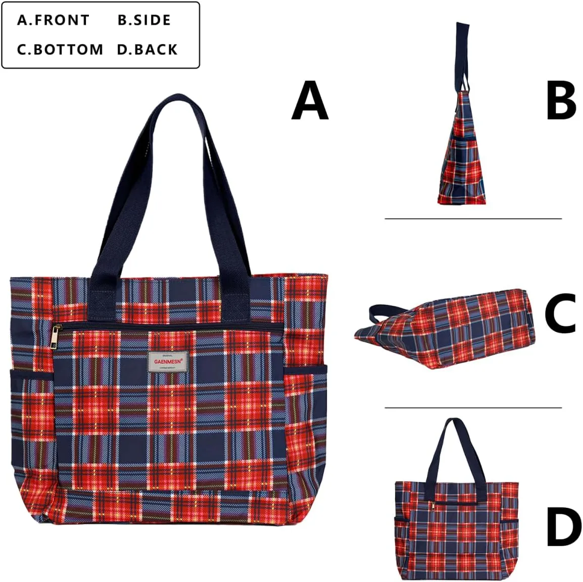 Women's Lightweight Waterproof Tote Bag Durable Designer Handbag with Zipper Travel Commute Everyday Use