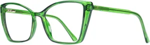 Women's Oversized Blue Light Blocking Glasses, Trendy Cat Eye Computer Gaming Eyeglasses Anti Eyestrain & UV Glare RF6204 (Basil Green Cateye Frame)