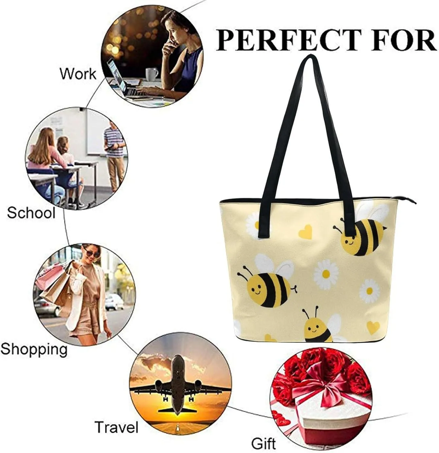 Women's Portable Tote Bag Trendy Modern Leather Handbag For Work Weekend