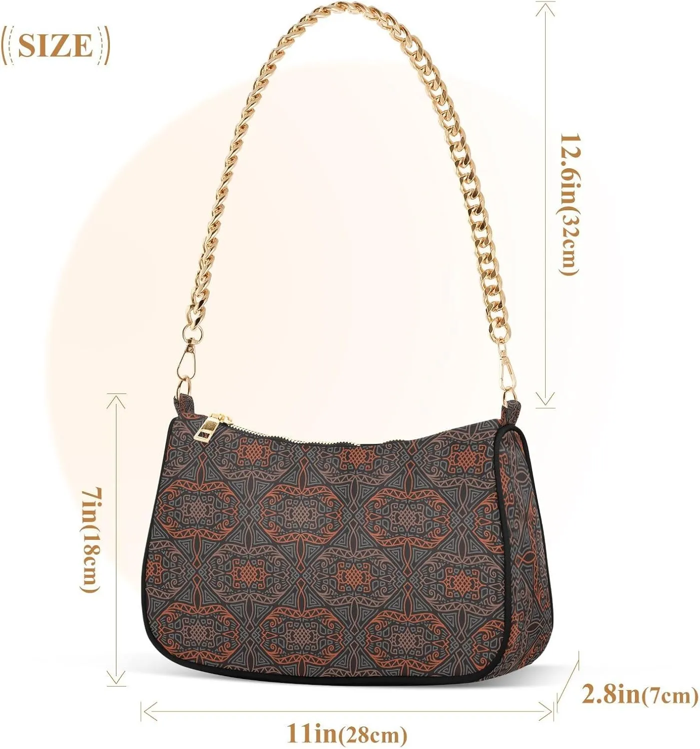 Women's Shoulder Handbags Chain Shoulder Brace for Women Bag Adultness Print Ladies Vacation Handbags Tote Purse,Multi1