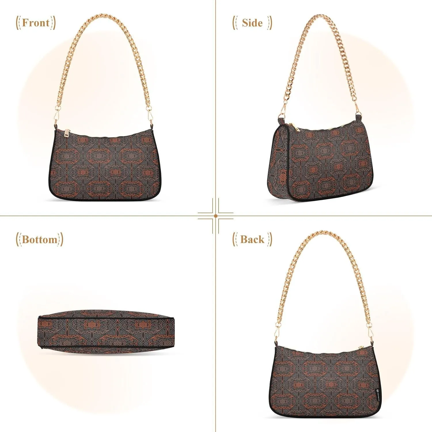 Women's Shoulder Handbags Chain Shoulder Brace for Women Bag Adultness Print Ladies Vacation Handbags Tote Purse,Multi1