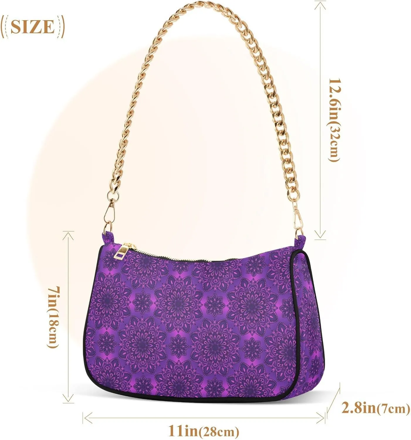 Women's Shoulder Handbags Chain Shoulder Brace for Women Bag Bohemian Print Ladies Vacation Handbags Tote Purse,Multi1