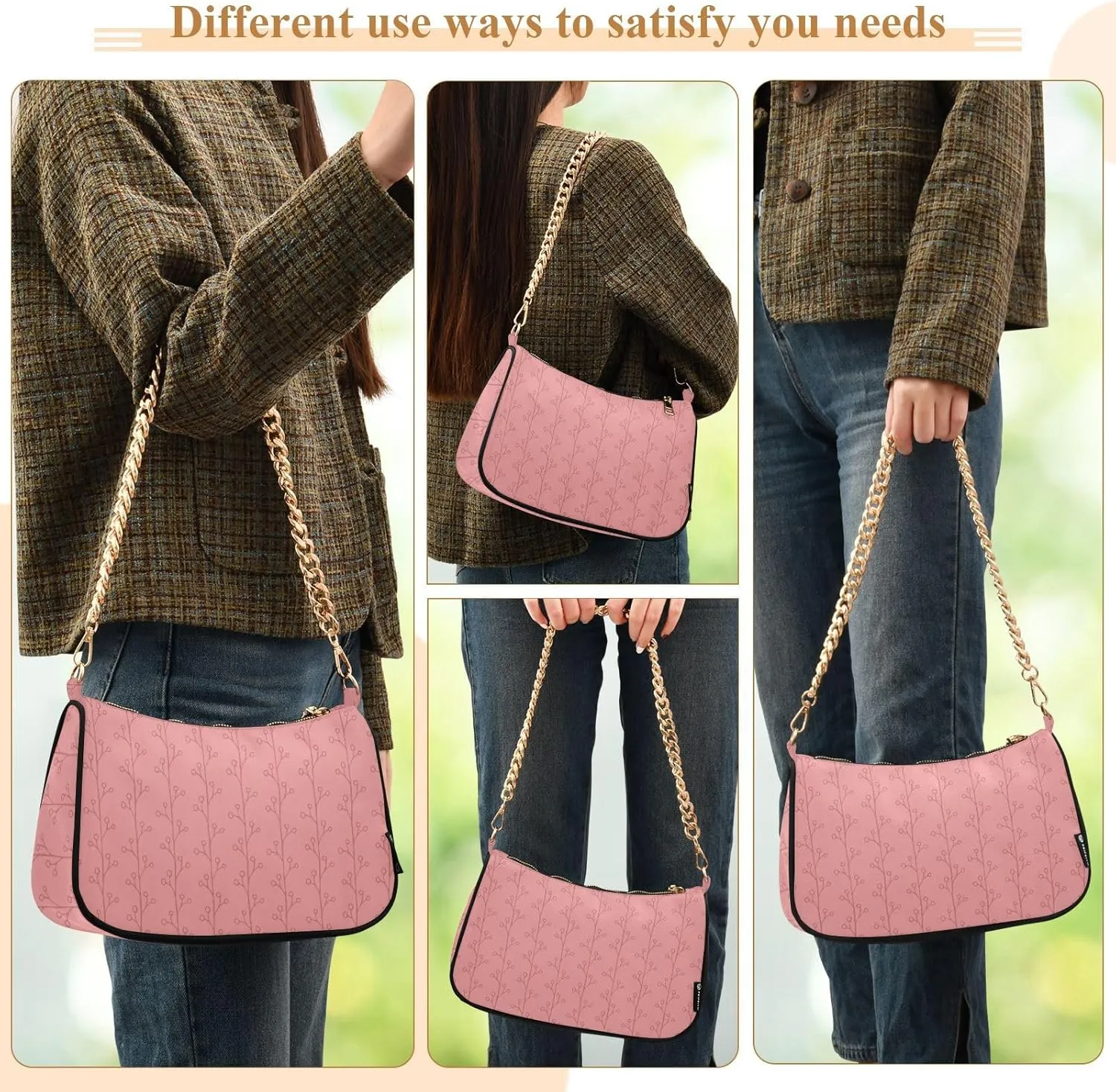Women's Shoulder Handbags Chain Shoulder Brace for Women Bag Botanical Print Ladies Vacation Handbags Tote Purse,Multi1