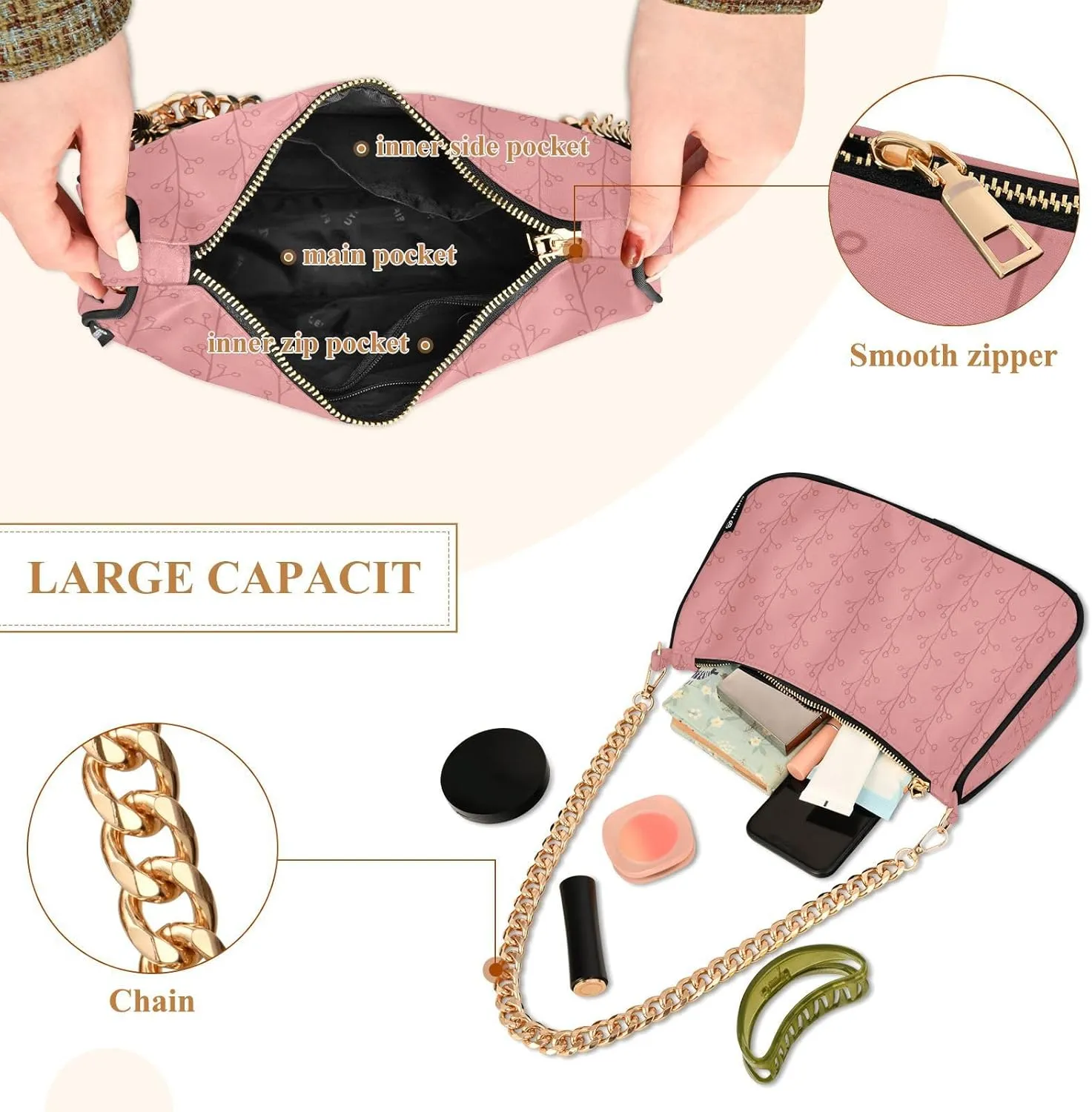 Women's Shoulder Handbags Chain Shoulder Brace for Women Bag Botanical Print Ladies Vacation Handbags Tote Purse,Multi1