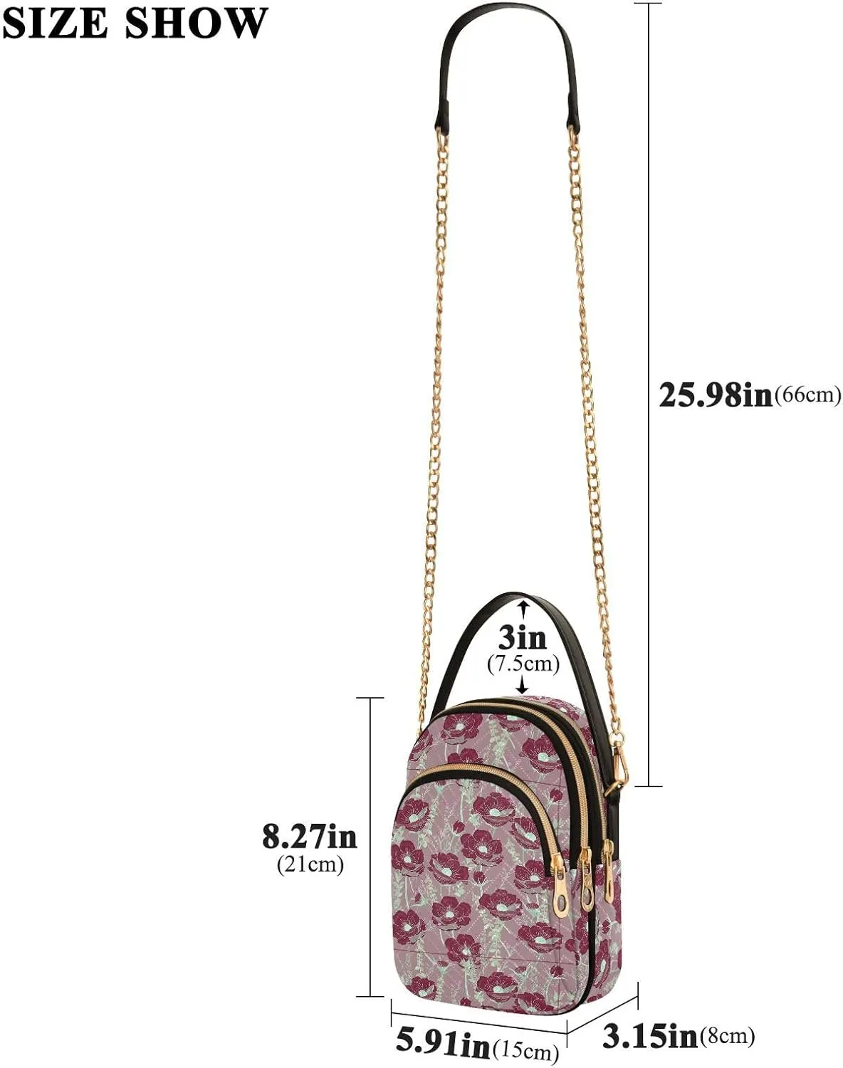 Women's Shoulder Handbags Quilted Fabric Handbags for Women Floral Print Chain Satchel Tote Bag with Zipper,Multi1
