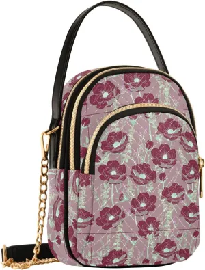 Women's Shoulder Handbags Quilted Fabric Handbags for Women Floral Print Chain Satchel Tote Bag with Zipper,Multi1