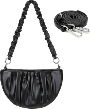 Women's Small Leather Shoulder Crossbody Bag Zipper Hobo Handbags Purse With 2 Strap