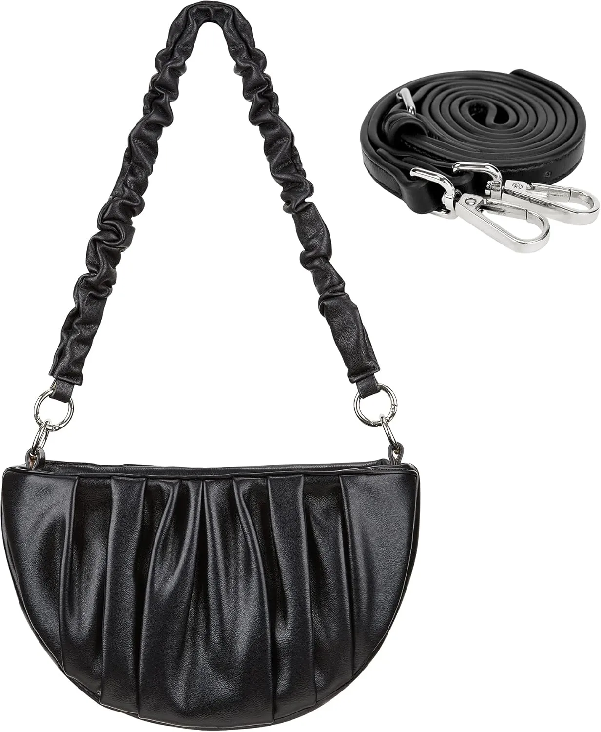 Women's Small Leather Shoulder Crossbody Bag Zipper Hobo Handbags Purse With 2 Strap