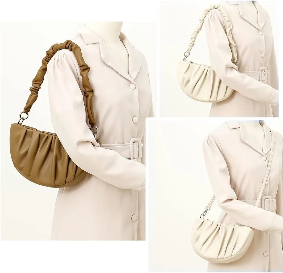 Women's Small Leather Shoulder Crossbody Bag Zipper Hobo Handbags Purse With 2 Strap