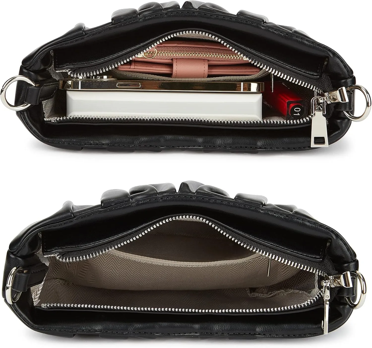 Women's Small Leather Shoulder Crossbody Bag Zipper Hobo Handbags Purse With 2 Strap