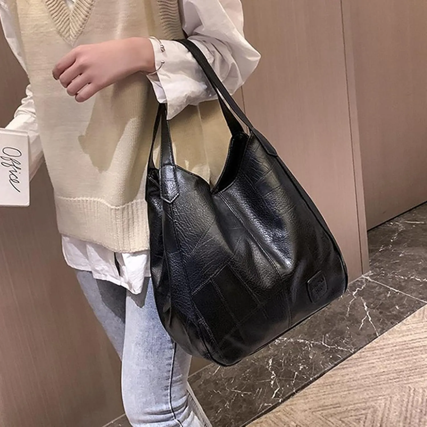 Women's Trendy Tote Bags Designer Satchel Handbags Top-Handle Purses with Strap Versatile Travel Purse(Black)