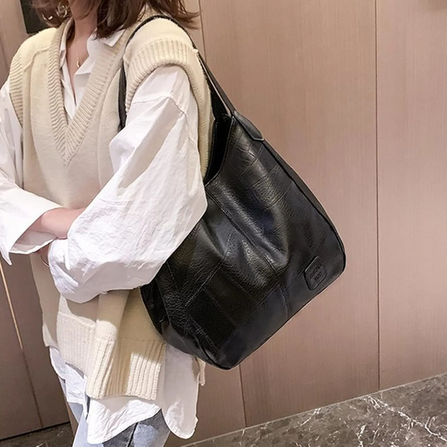 Women's Trendy Tote Bags Designer Satchel Handbags Top-Handle Purses with Strap Versatile Travel Purse(Black)