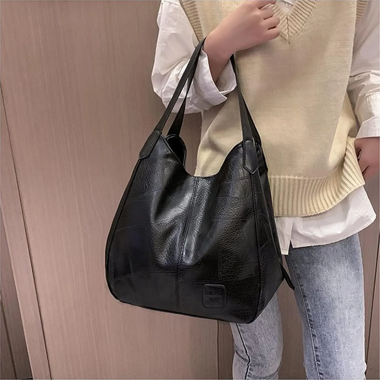 Women's Trendy Tote Bags Designer Satchel Handbags Top-Handle Purses with Strap Versatile Travel Purse(Black)