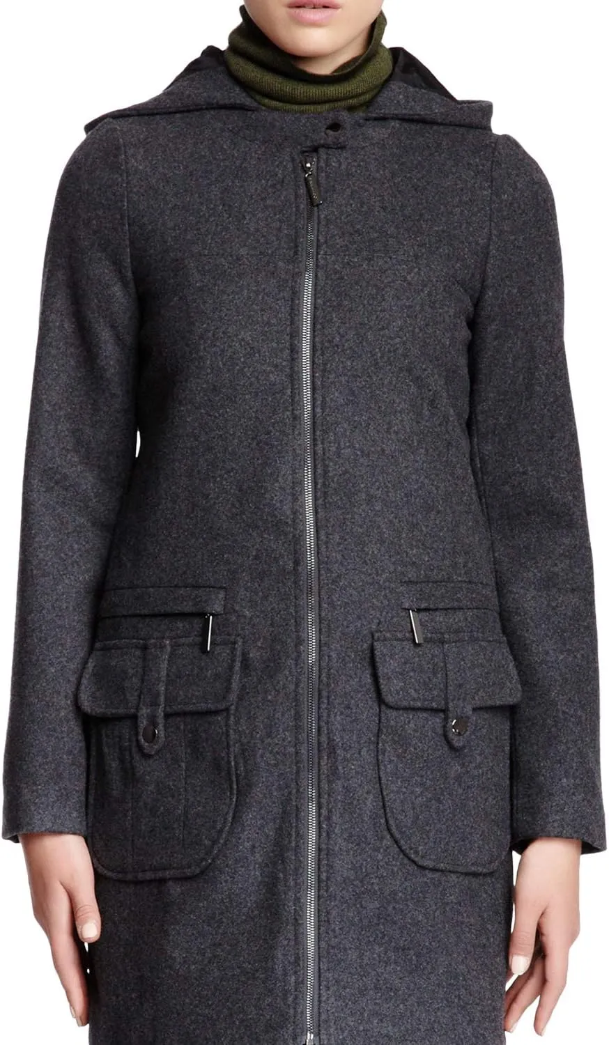 Women's Wool Blend Coat Long Sleeve Zip Up Overcoat Jacket