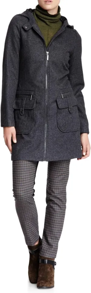 Women's Wool Blend Coat Long Sleeve Zip Up Overcoat Jacket