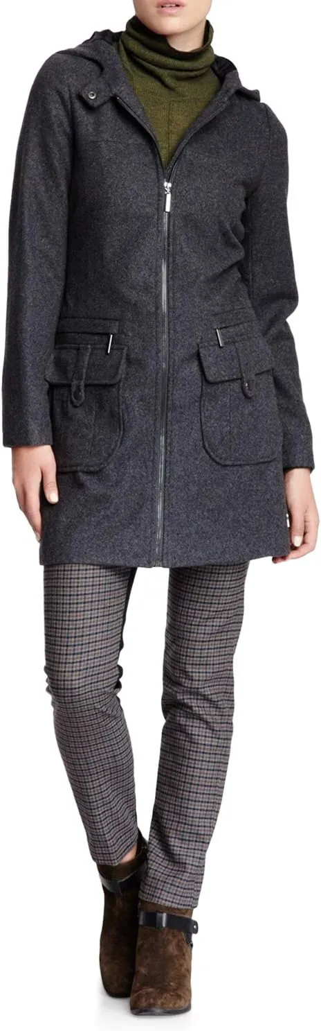 Women's Wool Blend Coat Long Sleeve Zip Up Overcoat Jacket