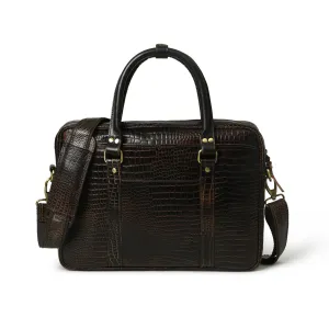 Worldwide tracking Leather Detailed Design Briefcase Croco 14"