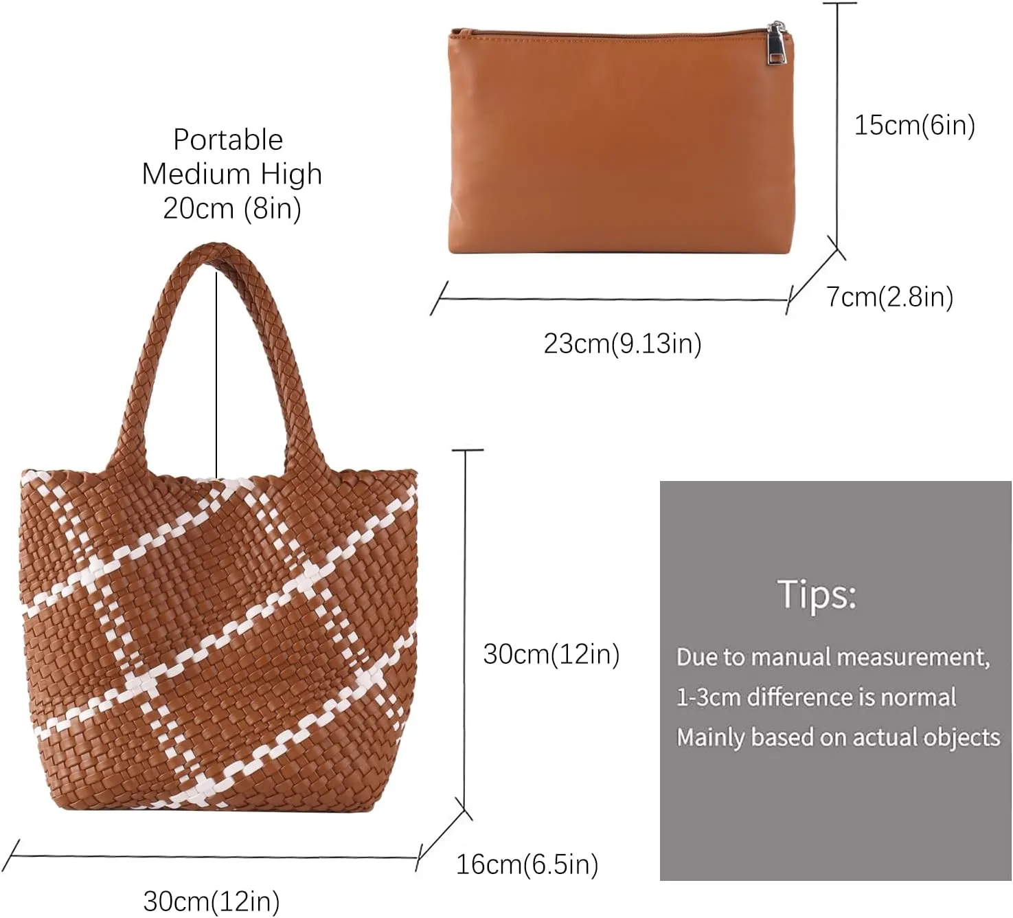 Woven Leather Tote Handbag for Women with Purse,Large Soft Hobo Shoulder Bag,Handmade Bag, Beach Underarm Bag