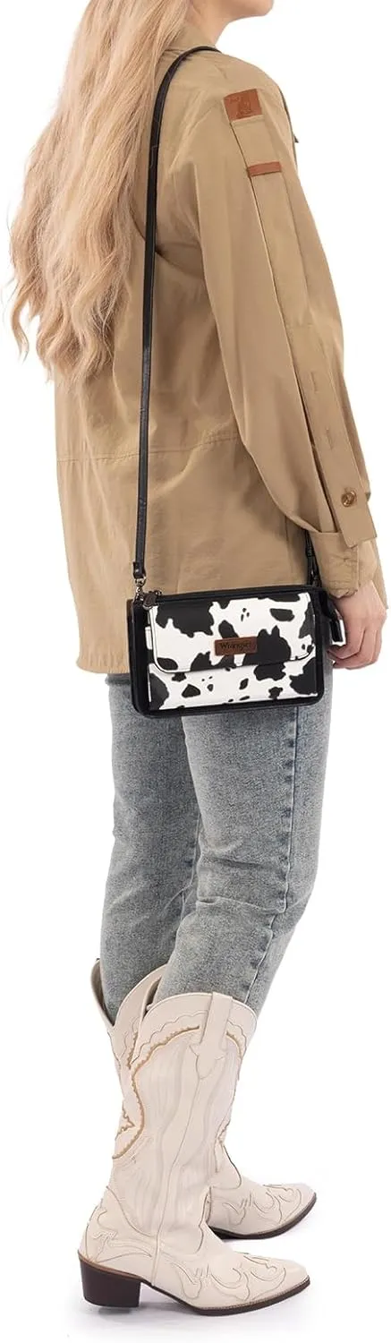 Wrangler RFID Crossbody Wallet Purse Vegan Leather Small Purses for Women with Phone Pocket and Adjustable Strap