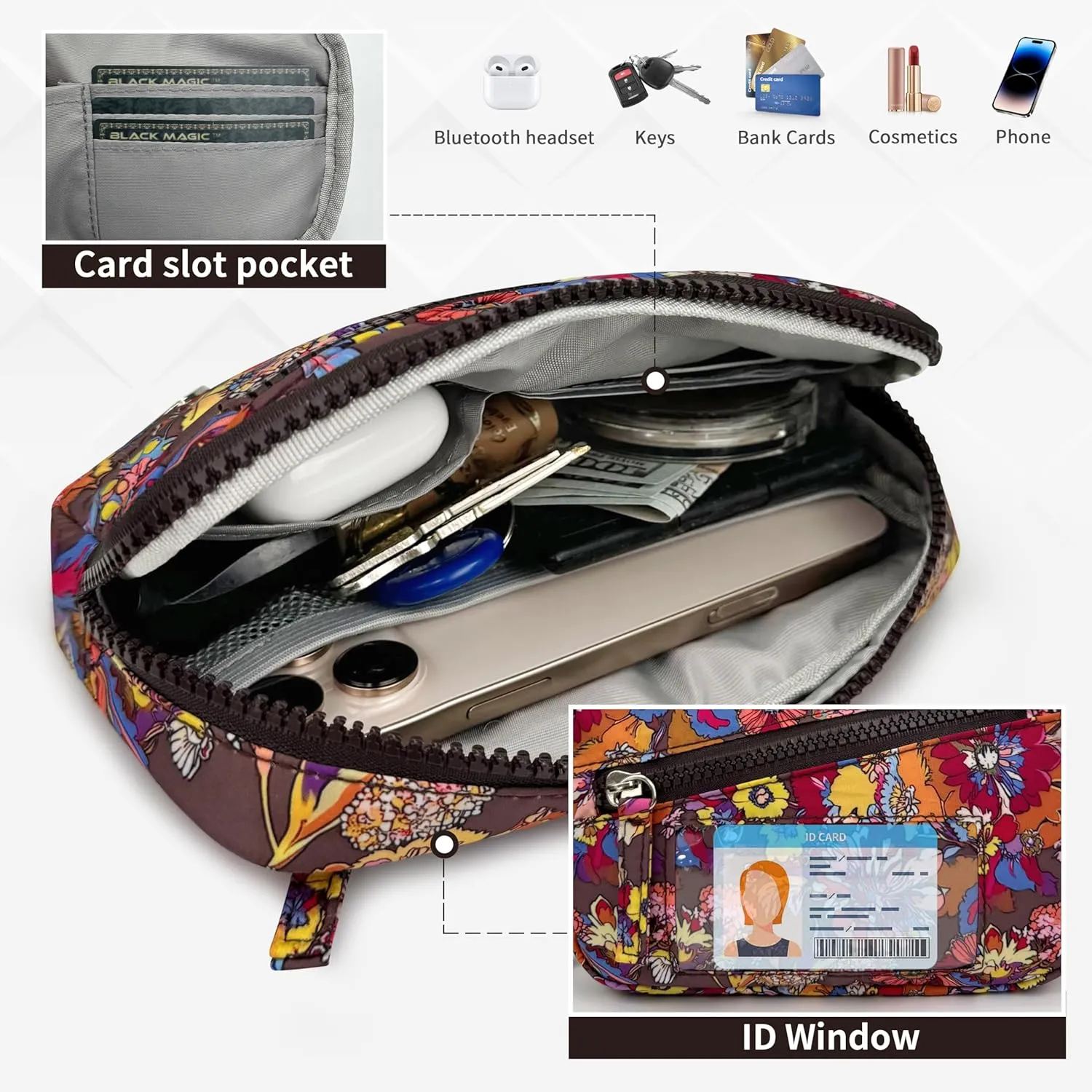 Wristlet Clutch Wallet Purse for Women, RFID Blocking,Credit Card Holder Phone Organizer for Travel or work