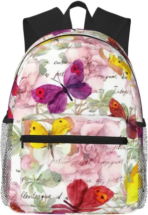 WURTON Butterfly Print Backpacks Casual,Pacious Compartments,Work,Travel,Outdoor Activities Unisex Daypacks